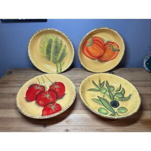 Certified International set of 4 ceramic 9” pasta/serving bowls "Les Olives du M